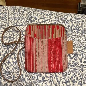 Stylish Red and Tan Women's Crossbody Bag